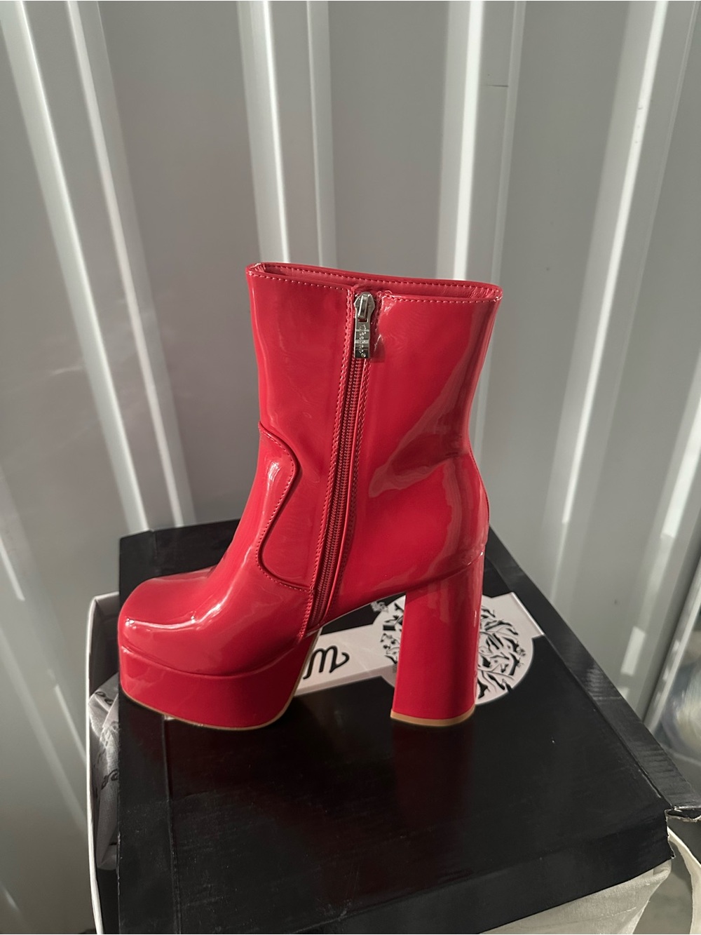 Pink Patent Platform Ankle Boots - Women